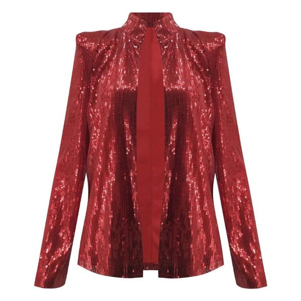 women's jackets chamsgend fashion sequin jacket wmen coat shining cropped length open slim fit standing collar outerwear 1024, Black;brown